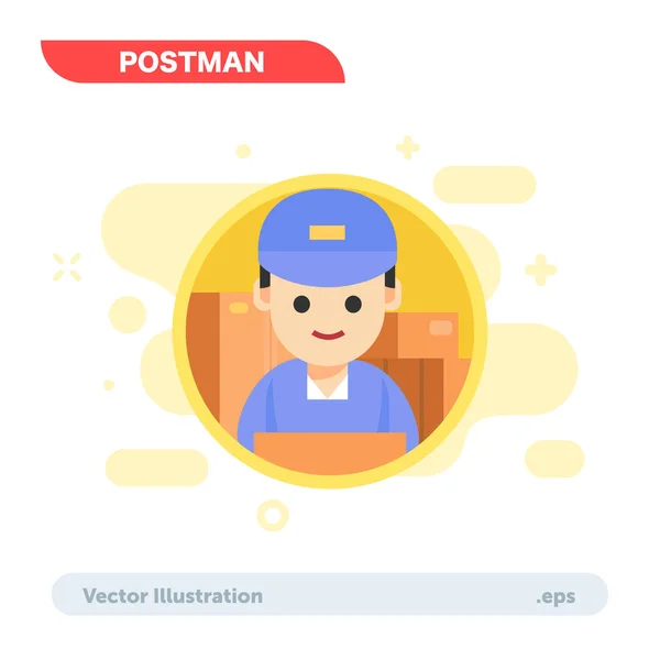 Eenvoudige Platte Grafische Werknemer Postman Teken Vector Illustratie — Stockvector