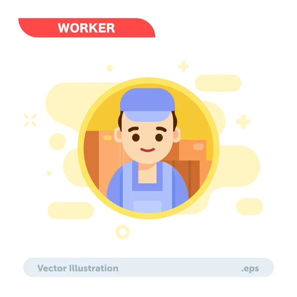 Semplice Piatto Grafico Lavoratore Uomo Personaggio Vettoriale Illustrazione — Vettoriale Stock