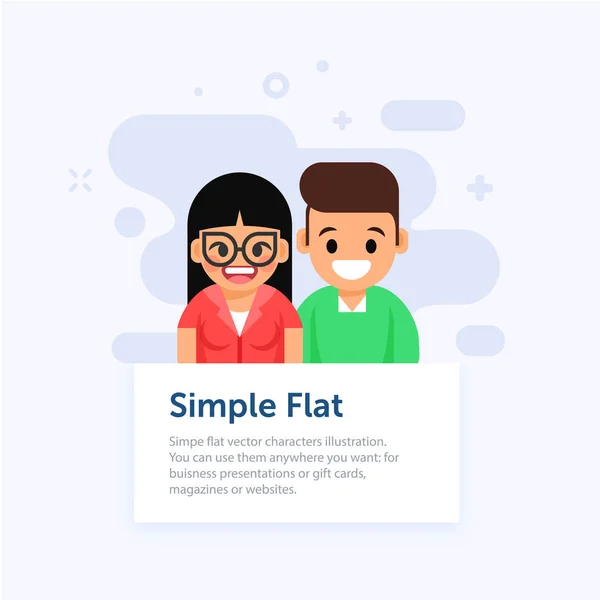 Flat Simple Vector People Informazioni sulla scheda grafica Illustrazione — Vettoriale Stock