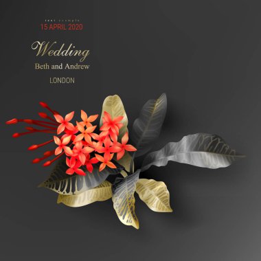 Koyu arka planda tropikal siyah ve altın yaprakları