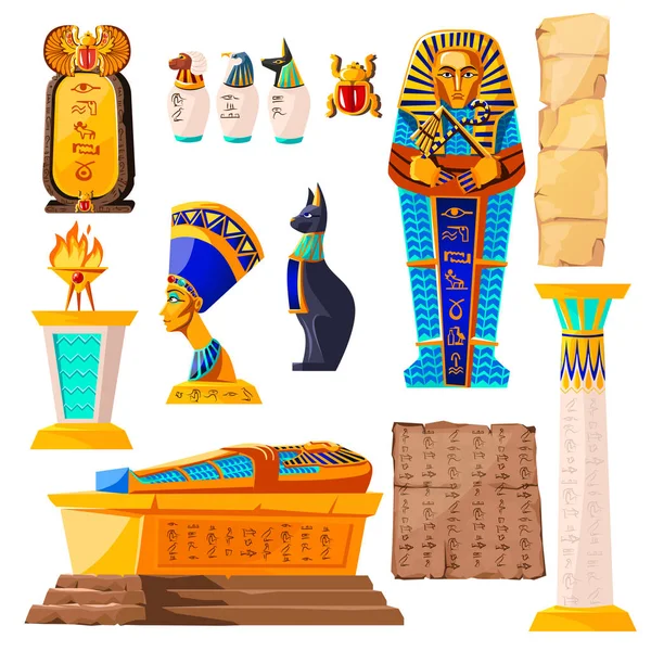 Ensemble de dessin animé vectoriel Egypte ancienne — Image vectorielle