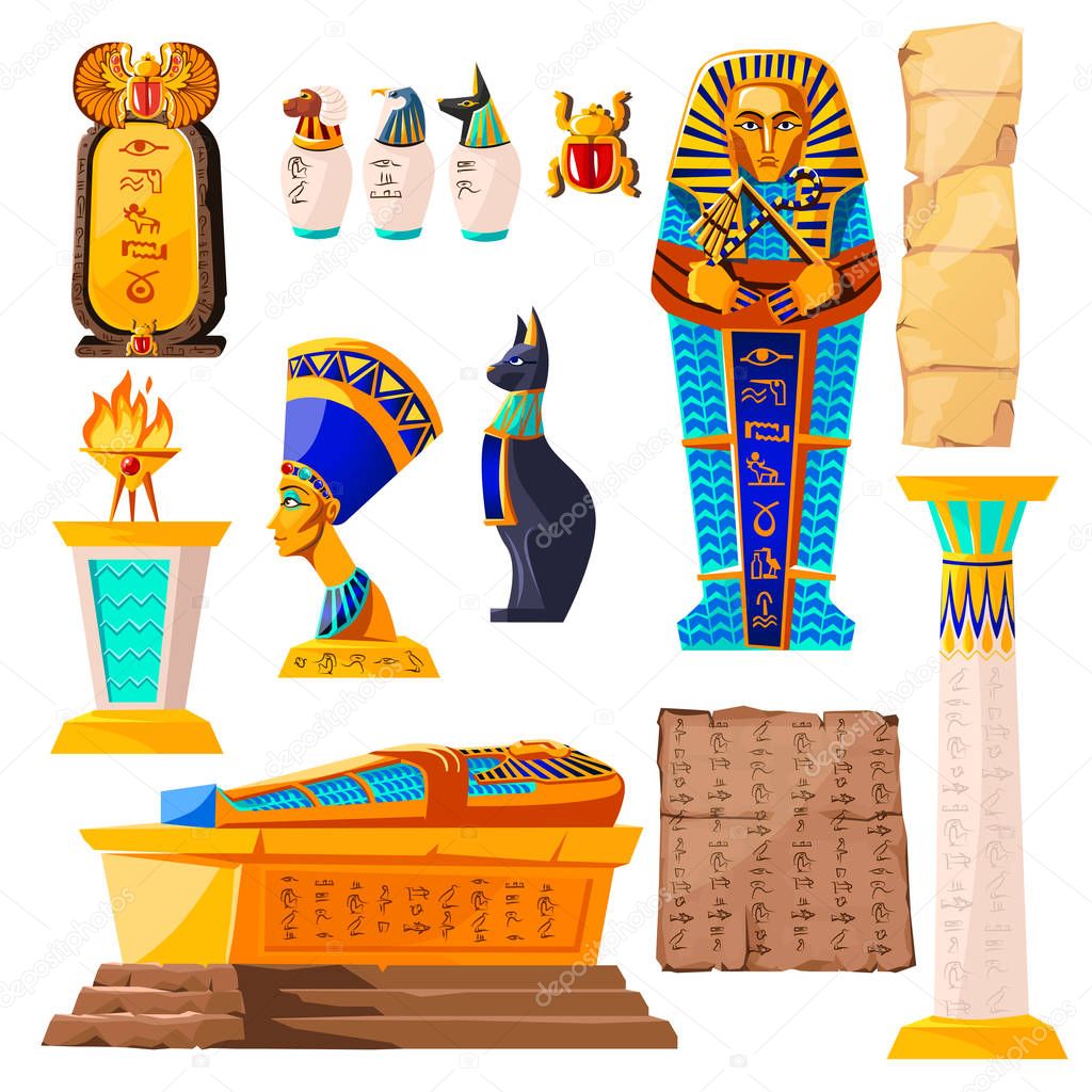 Ancient Egypt vector cartoon set