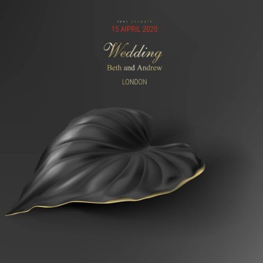 Koyu arka plan üzerinde tropikal siyah ve altın varak