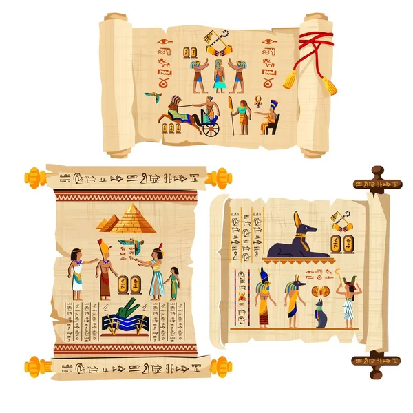 Antico Egitto papiro rotolo vettore cartone animato — Vettoriale Stock