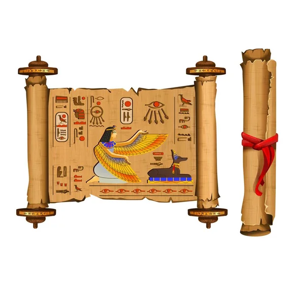 Ancienne Egypte papyrus rouleau vecteur de dessin animé — Image vectorielle