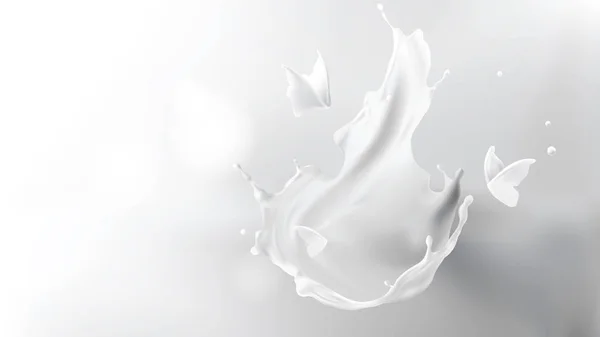 Süt sıçraması, taç şekli ve kelebek siluetleri — Stok Vektör