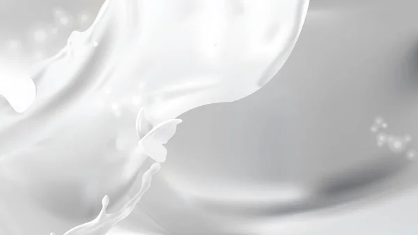Salpicadura de leche, forma de remolino y siluetas de mariposa — Vector de stock
