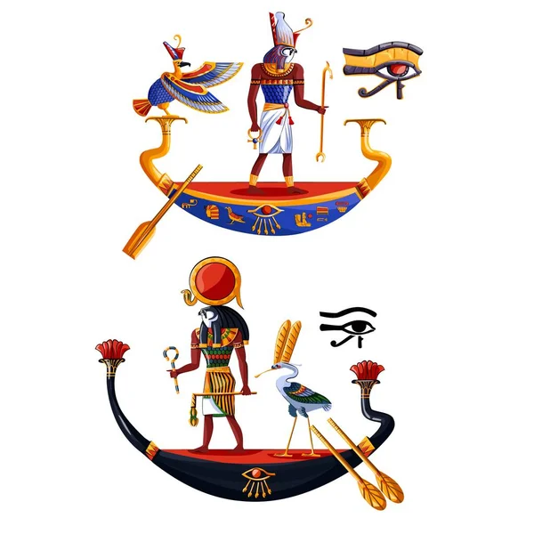 Antiguo Egipto sol dios Ra o Horus vector de dibujos animados — Vector de stock