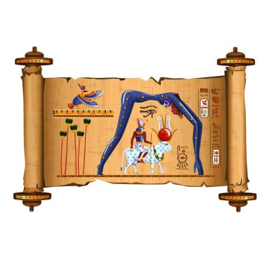 Ancient Egypt papyrus scroll cartoon vector clipart