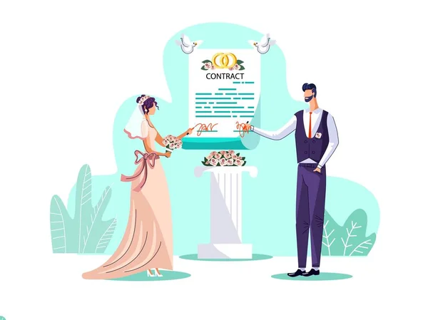 Contratto di matrimonio concetto vettoriale illustrazione — Vettoriale Stock