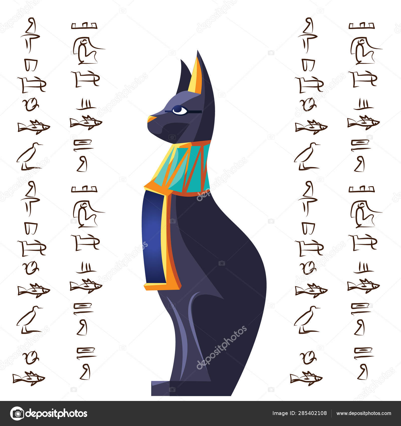 Набор Векторных Мультфильмов Древнего Египта Векторное Изображение.