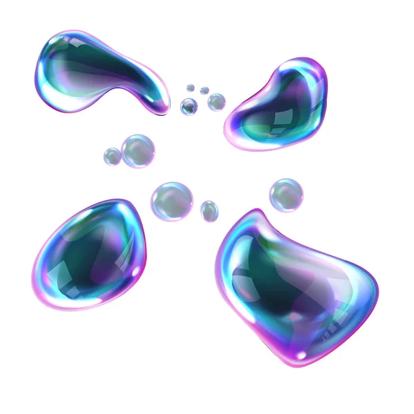 爆裂肥皂彩虹气泡与反射 — 图库矢量图片