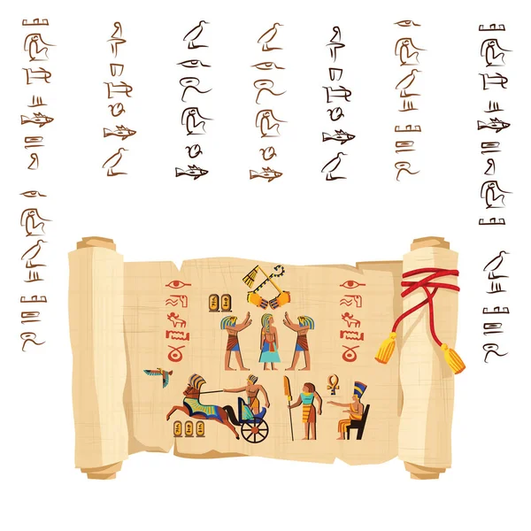Forntida Egypten papyrus skriftrulle tecknad vektor — Stock vektor
