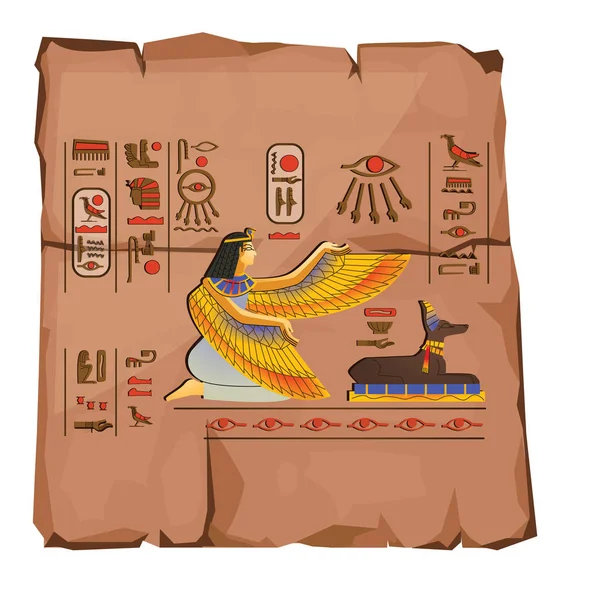 Antiguo Egipto papiro pergamino con varillas de madera — Vector de stock