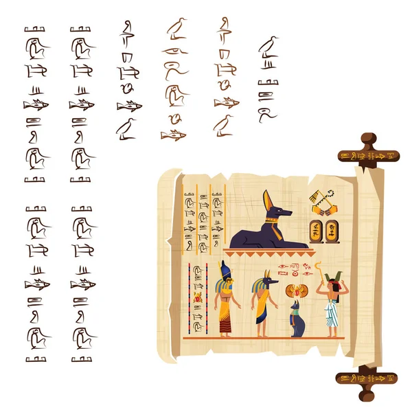 Antiguo Egipto papiro scroll vector de dibujos animados — Vector de stock
