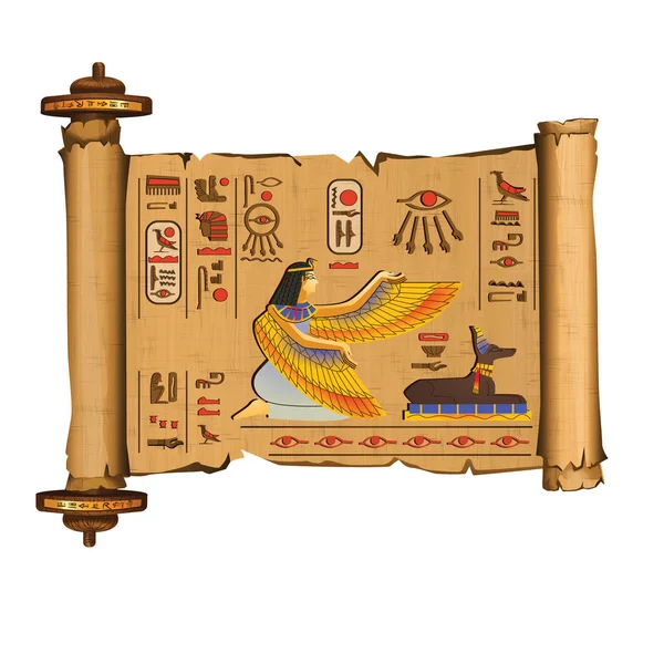 Ancient Egypt papyrus scroll with wooden rods — Stock Vector