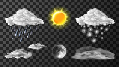 Hava meteo simgeleri gerçekçi set