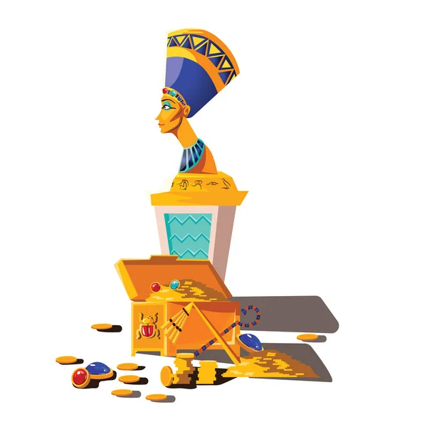 Ägyptischer Vektor, Statue des Nofretete-Schatzes — Stockvektor