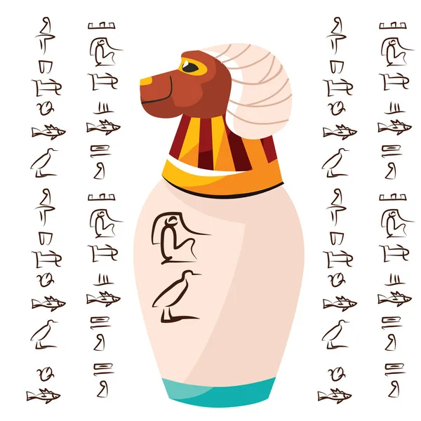 Altägyptische Ritualvase mit Falkenkopf — Stockvektor