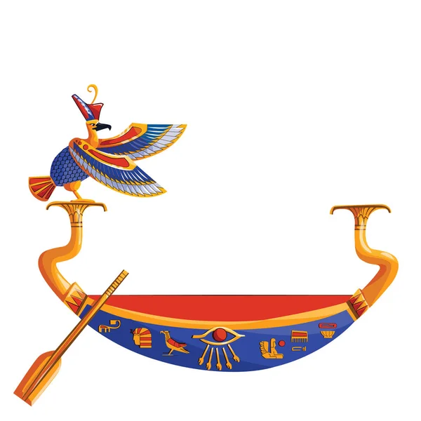 Antico Egitto barca di legno per il viaggio sole dio — Vettoriale Stock