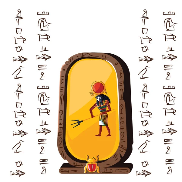 Placa de pedra, tabuleta de argila e hieróglifos egípcios — Vetor de Stock