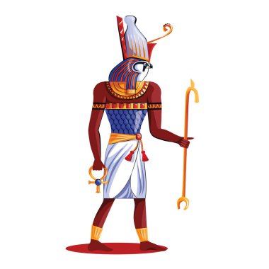 Antik Mısır güneş tanrısı Horus karikatür illüstrasyon
