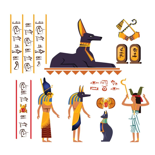 Antiguo Egipto arte mural o mural vector de dibujos animados — Archivo Imágenes Vectoriales