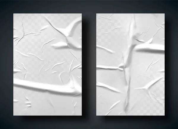 Kırışıklıklar ve kıvrımlar ile beyaz kötü yapıştırılmış kağıt