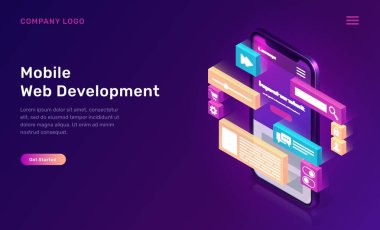 Mobil web geliştirme isometrik kavramı