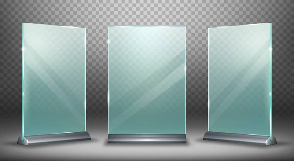 Wyświetlacz akrylowy, szklana płytka z uchwytem metalowym — Wektor stockowy