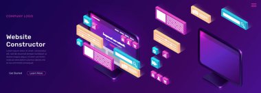Web sitesi oluşturucu isometrik kavram