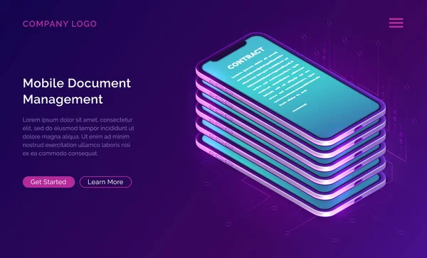 Bedrijfsconcept van Mobile document manager — Stockvector