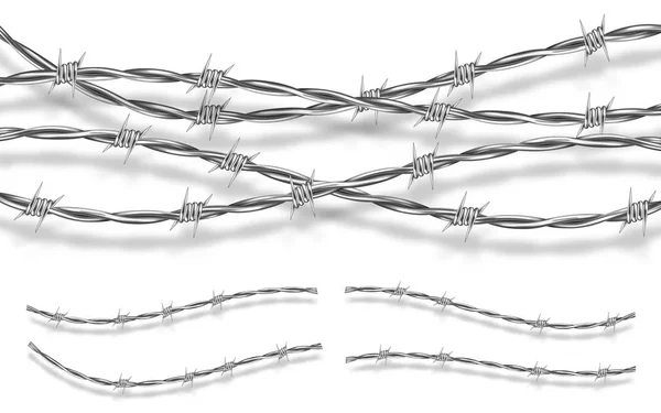 Fil de fer barbelé en acier avec épines ou pointes — Image vectorielle