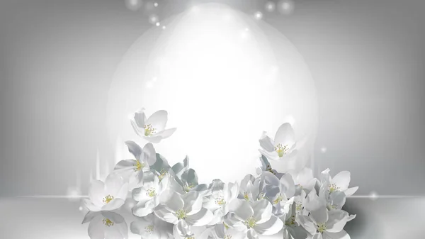 Косметический реалистичный плакат, падающие цветы жасмина — стоковый вектор