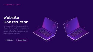 Web sitesi oluşturucu isometrik kavram