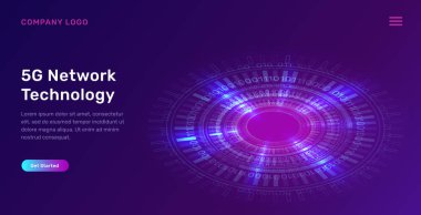 Parlayan mavi neon halka, fütüristik dijital daire