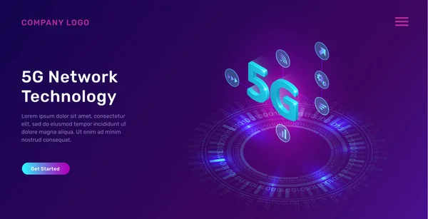 Мережева технологія 5G, ізометрична концепція — стоковий вектор