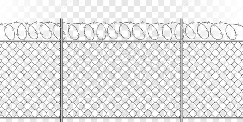 Metal mesh fence with steel spiral barbed wire