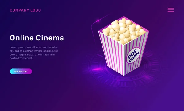 Cinema online ou filme, conceito isométrico —  Vetores de Stock