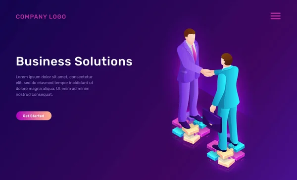 Business solution and agreement isometric concept