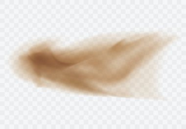 Desert sandstorm, brown dusty cloud on transparent clipart