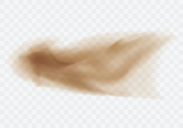 Desert sandstorm, brown dusty cloud on transparent — Stock Vector