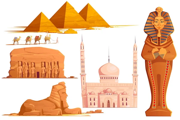 Набор векторных мультфильмов Древнего Египта — стоковый вектор