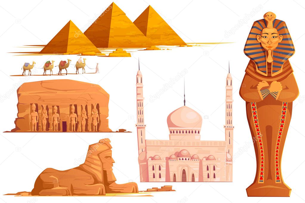 Ancient Egypt vector cartoon set