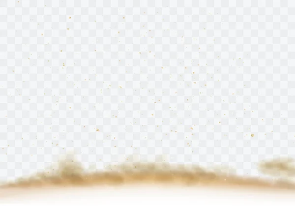 Tempête de sable du désert, nuage brun poussiéreux sur transparent — Image vectorielle