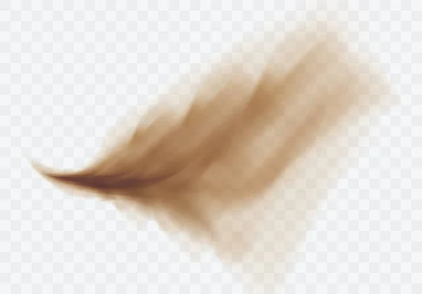 Пустеля піщана буря, коричнева пилова хмара на прозорому — стоковий вектор