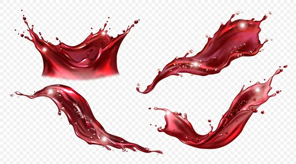 葡萄酒或红果汁的矢量逼真喷溅 — 图库矢量图片