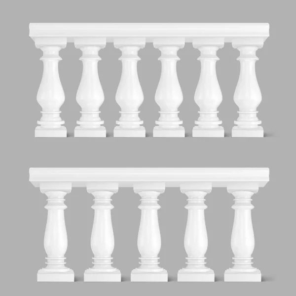 White marble balustrade, handrail for balcony — Stock Vector