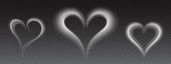 Kalp şeklinde vektör gerçekçi beyaz duman — Stok Vektör