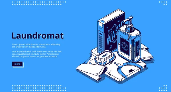 Página de aterrizaje del vector de lavandería con jabón — Archivo Imágenes Vectoriales